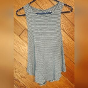 American Eagle Green And White Striped Racerback Cutout Back Medium Relaxed Tank